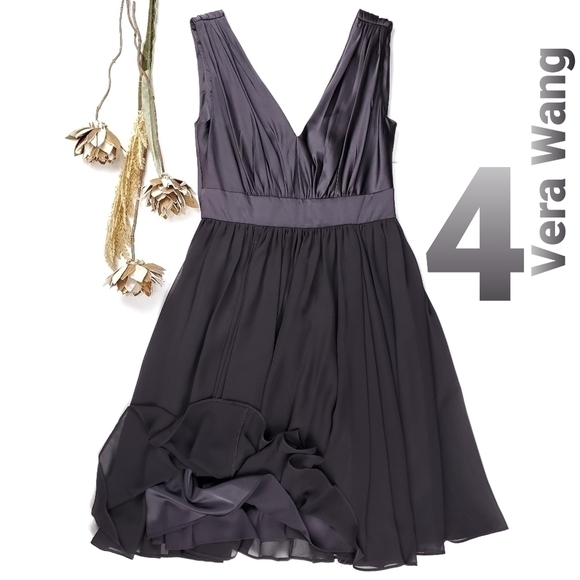 Vera Wang Gorgeous Black Charcoal Formal Dress Size 4 - Picture 2 of 13